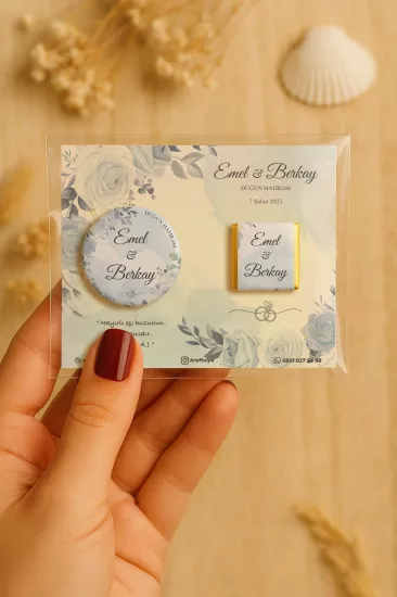 Söz Nişan Kına Nikah Düğün Hatırası Çikolatalı Metal Açacak Magnet