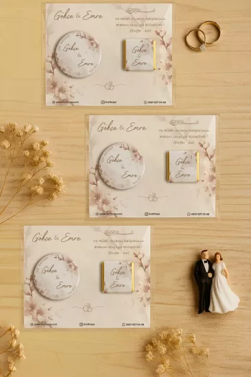 Söz Nişan Kına Nikah Düğün Hatırası Çikolatalı Metal Açacak Magnet