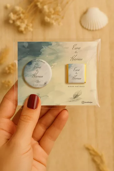 Söz Nişan Kına Nikah Düğün Hatırası Çikolatalı Metal Açacak Magnet