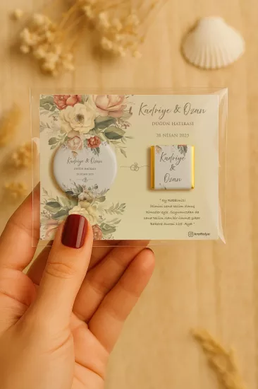 Söz Nişan Kına Nikah Düğün Hatırası Çikolatalı Metal Açacak Magnet