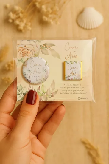 Söz Nişan Kına Nikah Düğün Hatırası Çikolatalı Metal Açacak Magnet