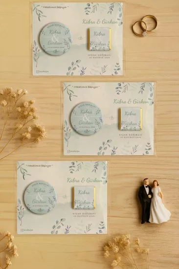 Söz Nişan Kına Nikah Düğün Hatırası Çikolatalı Metal Açacak Magnet