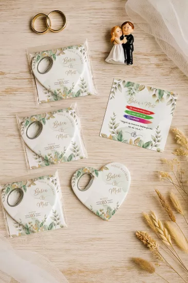 Kartlı Kalp Açacak Magnet – Söz, Nişan, Kına, Nikah, Düğün Hatırası