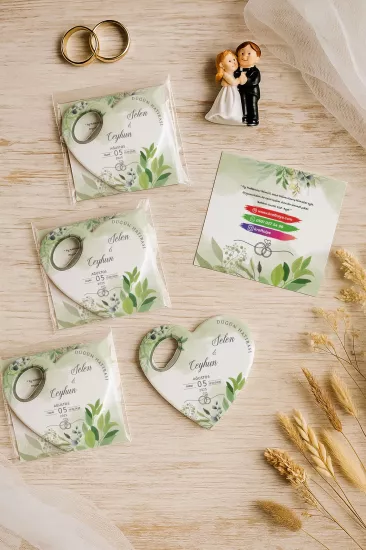 Kartlı Kalp Açacak Magnet – Söz, Nişan, Kına, Nikah, Düğün Hatırası