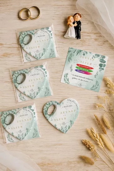 Kartlı Kalp Açacak Magnet – Söz, Nişan, Kına, Nikah, Düğün Hatırası