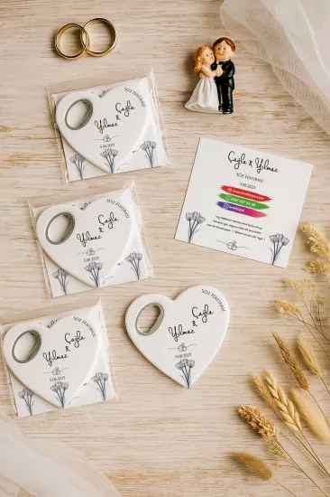 Kartlı Kalp Açacak Magnet – Söz, Nişan, Kına, Nikah, Düğün Hatırası