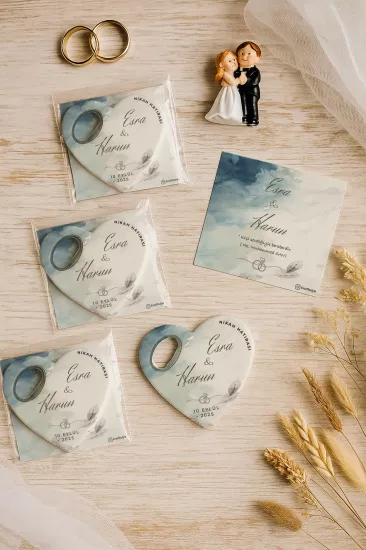 Kartlı Kalp Açacak Magnet – Söz, Nişan, Kına, Nikah, Düğün Hatırası