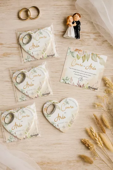 Kartlı Kalp Açacak Magnet – Söz, Nişan, Kına, Nikah, Düğün Hatırası