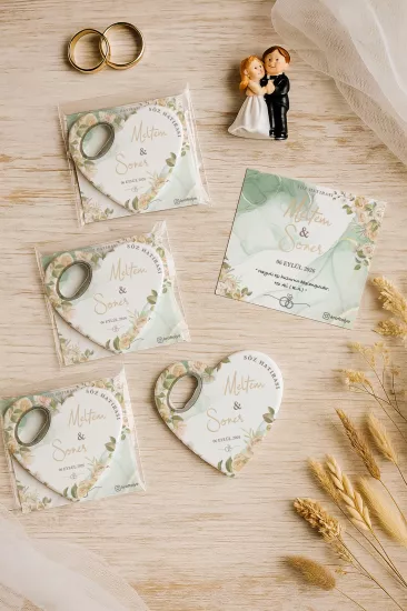 Kartlı Kalp Açacak Magnet – Söz, Nişan, Kına, Nikah, Düğün Hatırası