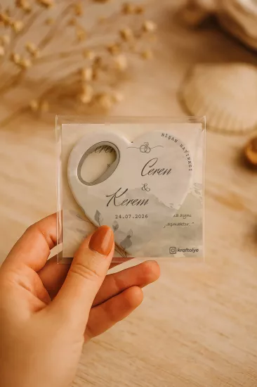Kartlı Kalp Açacak Magnet – Söz, Nişan, Kına, Nikah, Düğün Hatırası