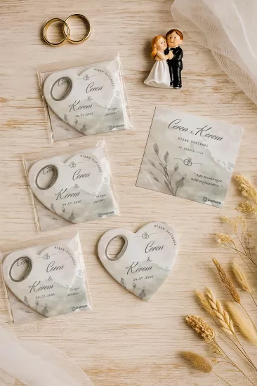 Kartlı Kalp Açacak Magnet – Söz, Nişan, Kına, Nikah, Düğün Hatırası