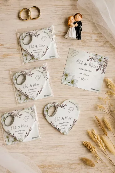 Kartlı Kalp Açacak Magnet – Söz, Nişan, Kına, Nikah, Düğün Hatırası
