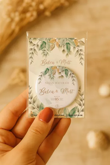 Söz Nişan Kına Nikah Düğün Hatırası Kartlı Metal Açacak Magnet