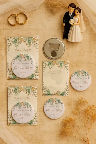 Söz Nişan Kına Nikah Düğün Hatırası Kartlı Metal Açacak Magnet