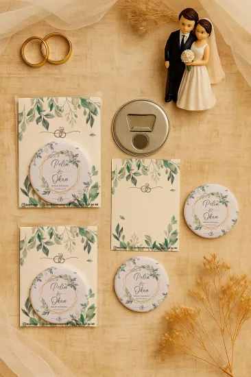 Söz Nişan Kına Nikah Düğün Hatırası Kartlı Metal Açacak Magnet