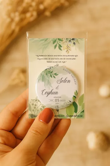 Söz Nişan Kına Nikah Düğün Hatırası Kartlı Metal Açacak Magnet