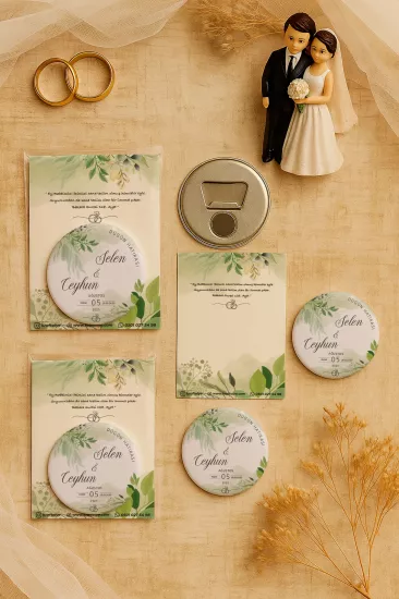 Söz Nişan Kına Nikah Düğün Hatırası Kartlı Metal Açacak Magnet