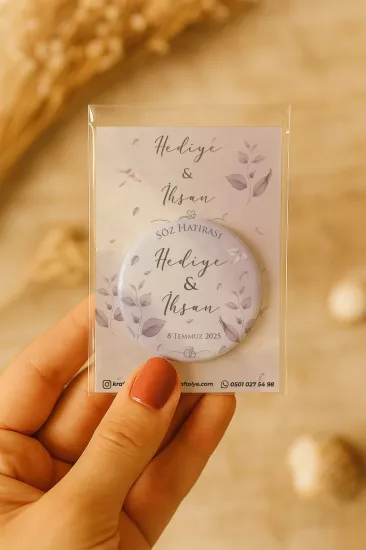 Söz Nişan Kına Nikah Düğün Hatırası Kartlı Metal Açacak Magnet