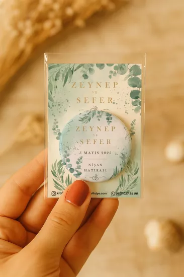 Söz Nişan Kına Nikah Düğün Hatırası Kartlı Metal Açacak Magnet