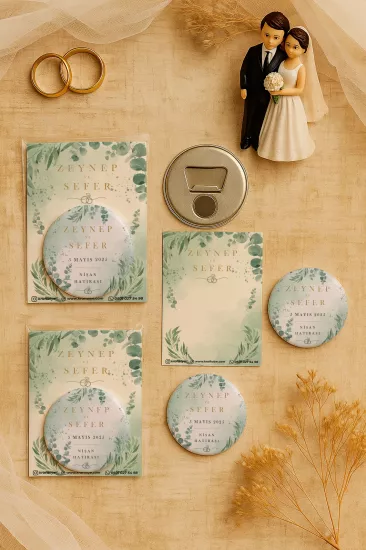 Söz Nişan Kına Nikah Düğün Hatırası Kartlı Metal Açacak Magnet