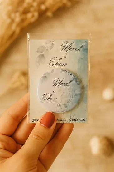 Söz Nişan Kına Nikah Düğün Hatırası Kartlı Metal Açacak Magnet