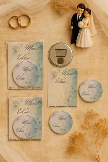 Söz Nişan Kına Nikah Düğün Hatırası Kartlı Metal Açacak Magnet