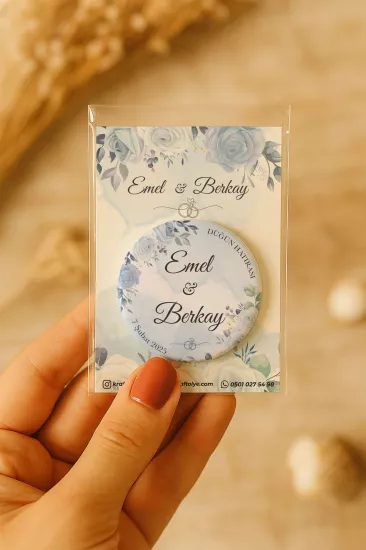 Söz Nişan Kına Nikah Düğün Hatırası Kartlı Metal Açacak Magnet