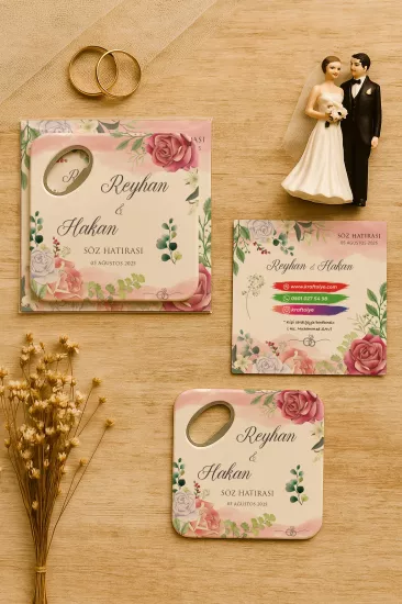 Kartlı Kare Açacak Magnet – Söz, Nişan, Kına, Nikah, Düğün Hediyesi