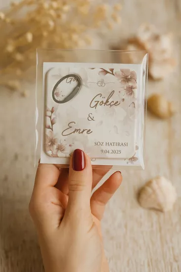 Kartlı Kare Açacak Magnet – Söz, Nişan, Kına, Nikah, Düğün Hediyesi
