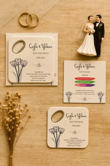 Kartlı Kare Açacak Magnet – Söz, Nişan, Kına, Nikah, Düğün Hediyesi