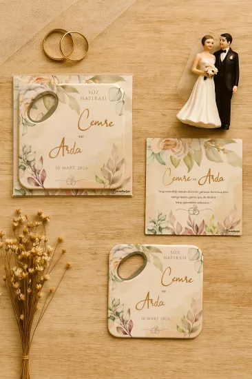 Kartlı Kare Açacak Magnet – Söz, Nişan, Kına, Nikah, Düğün Hediyesi