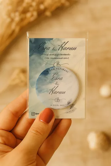 Söz Nişan Kına Nikah Düğün Hatırası Kartlı Metal Açacak Magnet