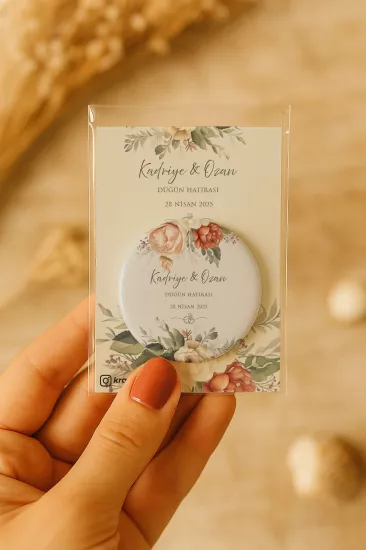 Söz Nişan Kına Nikah Düğün Hatırası Kartlı Metal Açacak Magnet