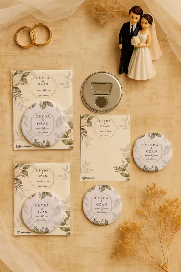 Söz Nişan Kına Nikah Düğün Hatırası Kartlı Metal Açacak Magnet