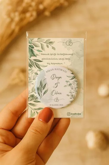 Söz Nişan Kına Nikah Düğün Hatırası Kartlı Metal Açacak Magnet