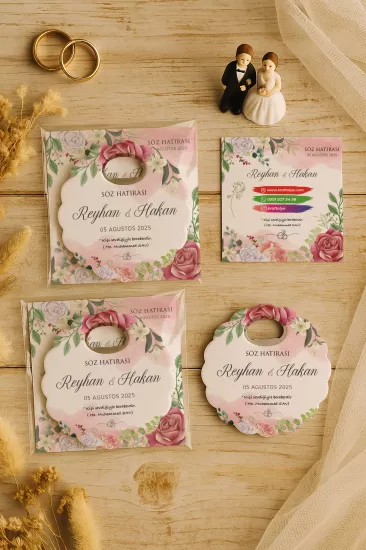 Papatya Bardak Altlığı Açacak Magnet – Jelatin Kartlı Düğün Hediyeliği