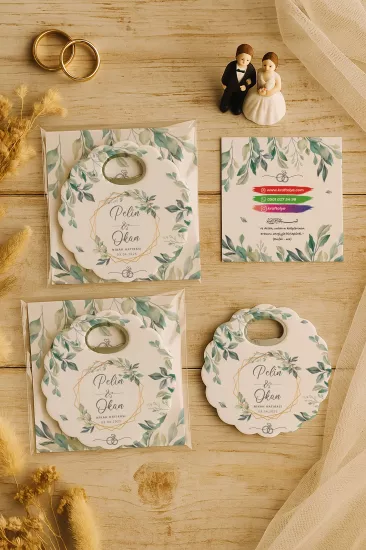 Papatya Bardak Altlığı Açacak Magnet – Jelatin Kartlı Düğün Hediyeliği