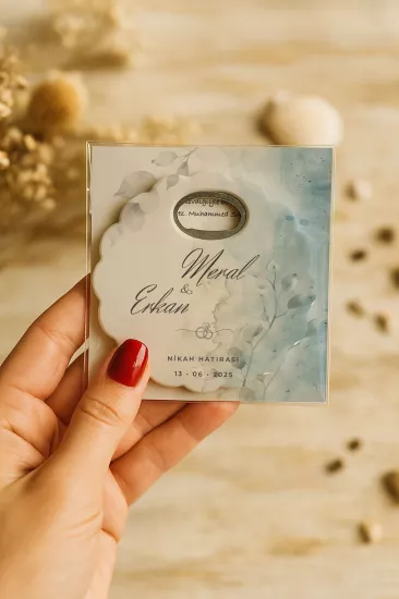 Papatya Bardak Altlığı Açacak Magnet – Jelatin Kartlı Düğün Hediyeliği