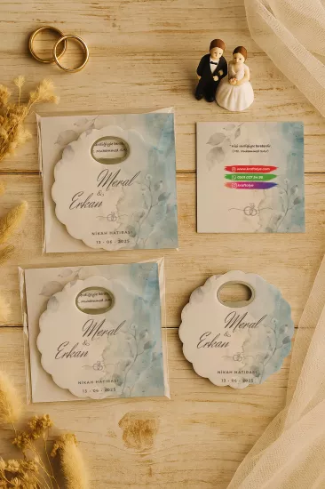 Papatya Bardak Altlığı Açacak Magnet – Jelatin Kartlı Düğün Hediyeliği