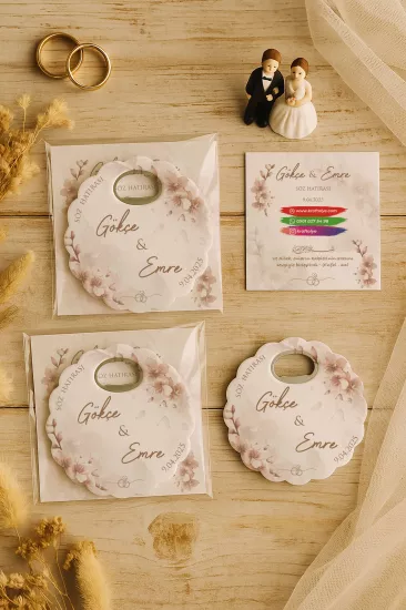 Papatya Bardak Altlığı Açacak Magnet – Jelatin Kartlı Düğün Hediyeliği