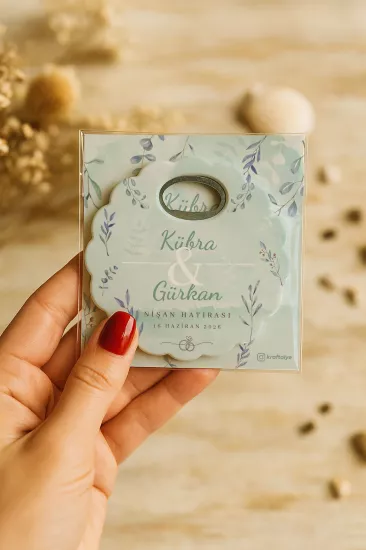 Papatya Bardak Altlığı Açacak Magnet – Jelatin Kartlı Düğün Hediyeliği