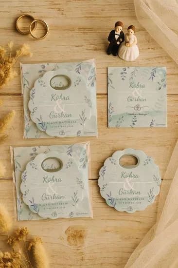 Papatya Bardak Altlığı Açacak Magnet – Jelatin Kartlı Düğün Hediyeliği