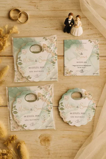 Papatya Bardak Altlığı Açacak Magnet – Jelatin Kartlı Düğün Hediyeliği