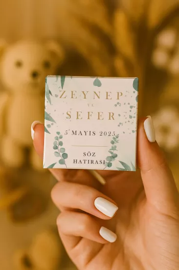 Metal Kutuda Karton Kutulu Madlen Çikolata | Söz, Nişan, Kına, Nikah, Düğün Hatırası