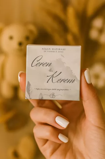 Metal Kutuda Karton Kutulu Madlen Çikolata | Söz, Nişan, Kına, Nikah, Düğün Hatırası