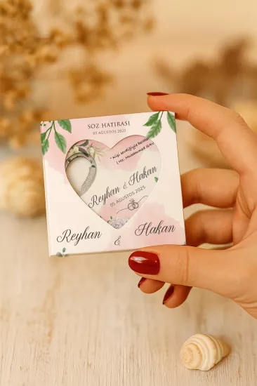 Özel Baskılı Kutulu Kalp Açacak Magnet – Söz, Nişan, Kına ve Düğün Hediyelikleri