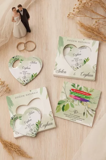 Özel Baskılı Kutulu Kalp Açacak Magnet – Söz, Nişan, Kına ve Düğün Hediyelikleri