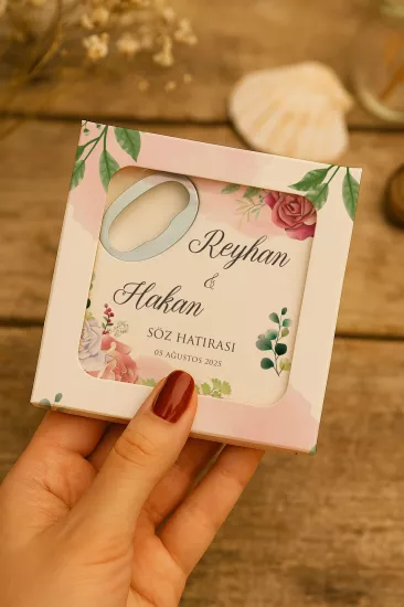 Kutulu Kare Bardak Altlığı Açacak Magnet – Düğün Hediyeliği