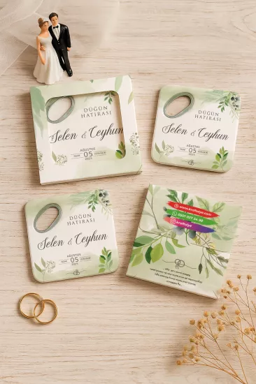 Kutulu Kare Bardak Altlığı Açacak Magnet – Düğün Hediyeliği