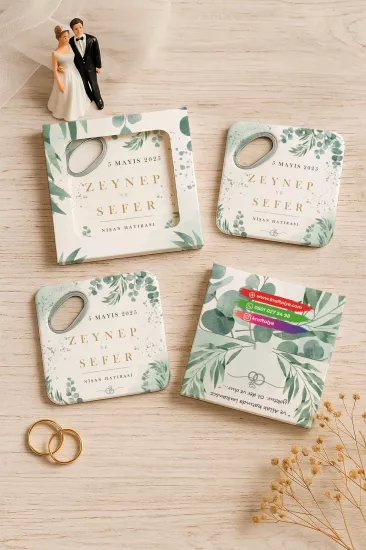 Kutulu Kare Bardak Altlığı Açacak Magnet – Düğün Hediyeliği